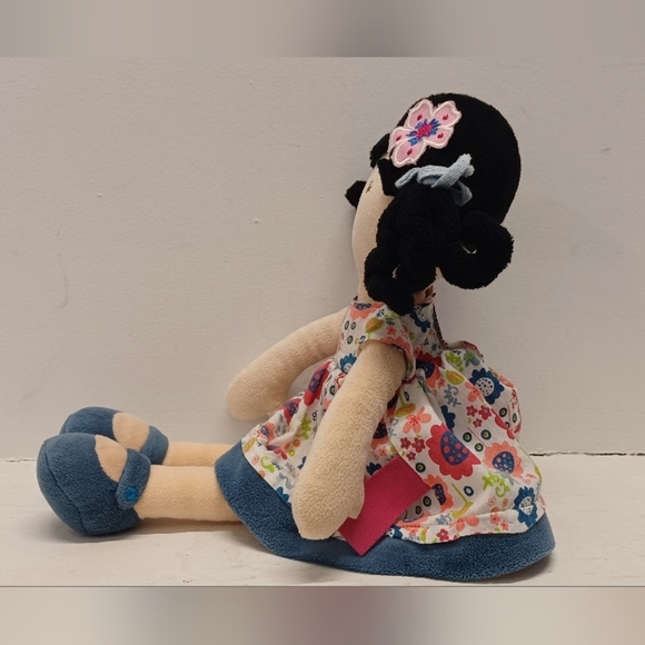 Bonikka Flower Lilac Rag DollFloral Dress Plush Doll with Black Hair Tikiri Toys - Picture 6 of 14